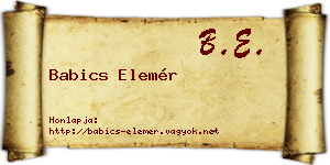 Babics Elemér névjegykártya