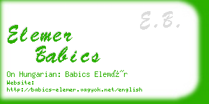 elemer babics business card